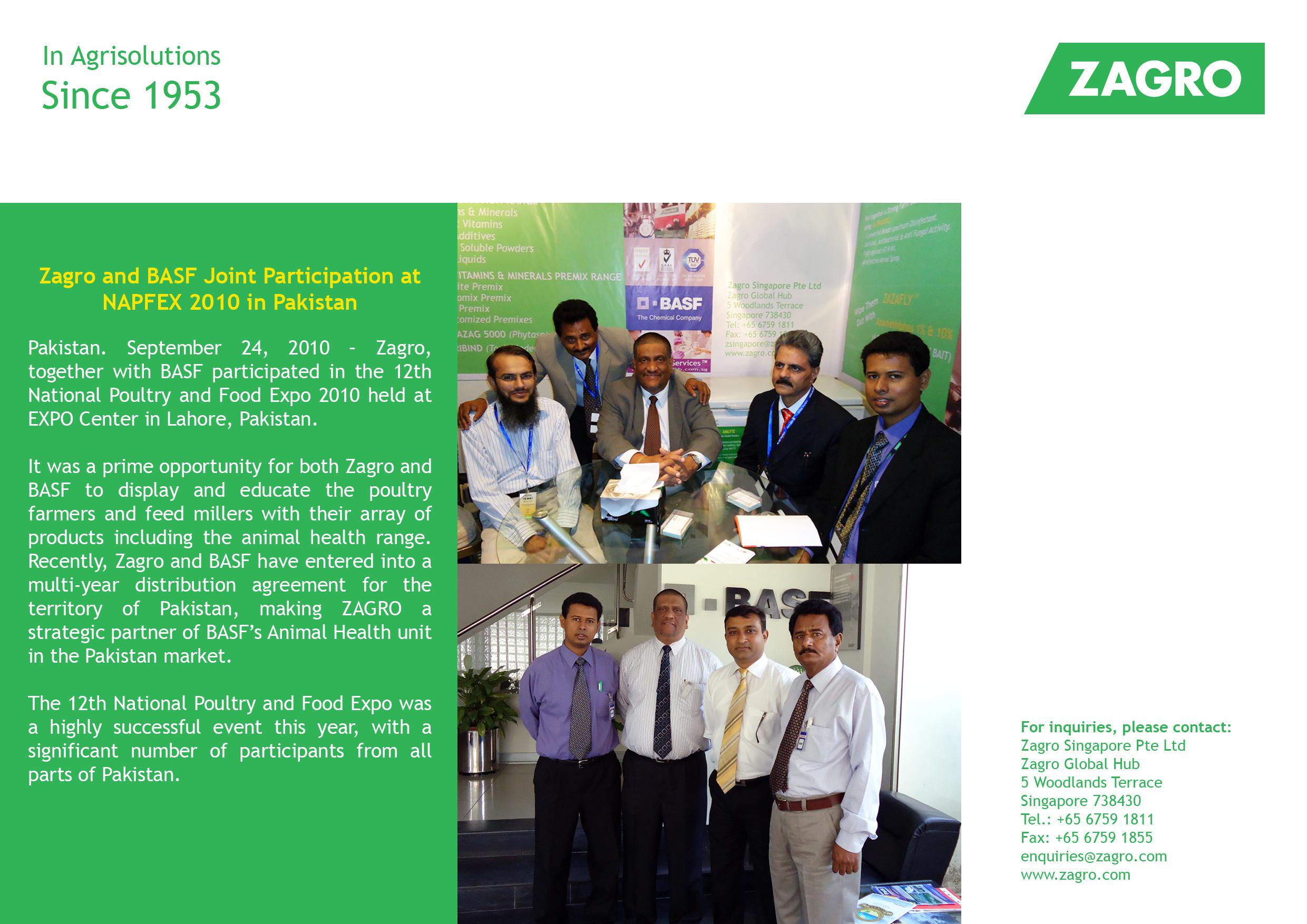 ZAGRO & BASF joint Participation at NAPFEX 2010 in Pakistan